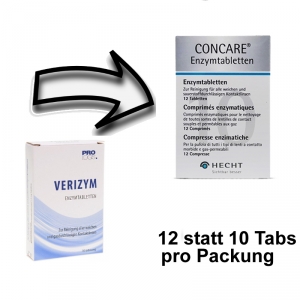 Aus PROLOGIS Verizym Enzymtabletten - 10 Tabletten werden Concare Enzymtabletten 12 Tabs