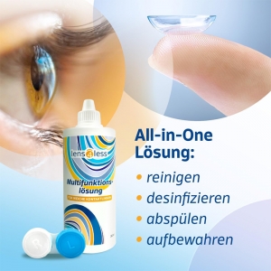 LENS4LESS Premium Kombilsung, All-In-One Kontaktlinsen Flssigkeit fr weiche Linsen 360ml