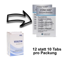 Aus PROLOGIS Verizym Enzymtabletten - Sparpack 2 x 10 Tabletten werden Concare Enzymtabletten 2 x 12 Tabs